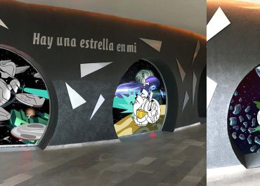 Murales circulares dentro de auditorio Muse del Niño.