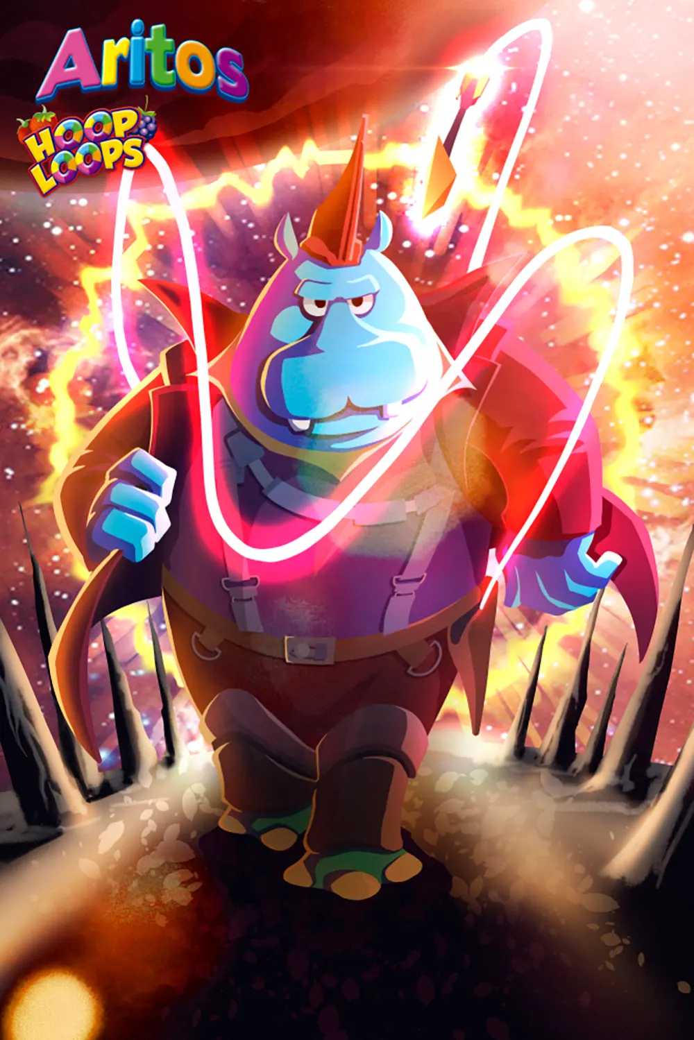 Pendon con ilustración a color y acabados.