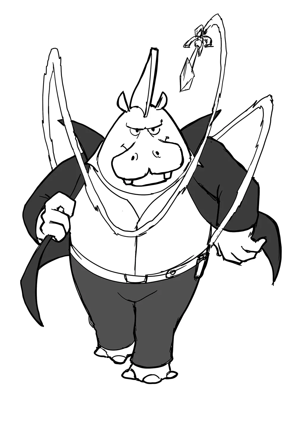 Boceto de personaje de Aritos inspirado en personaje de Película de super heroes