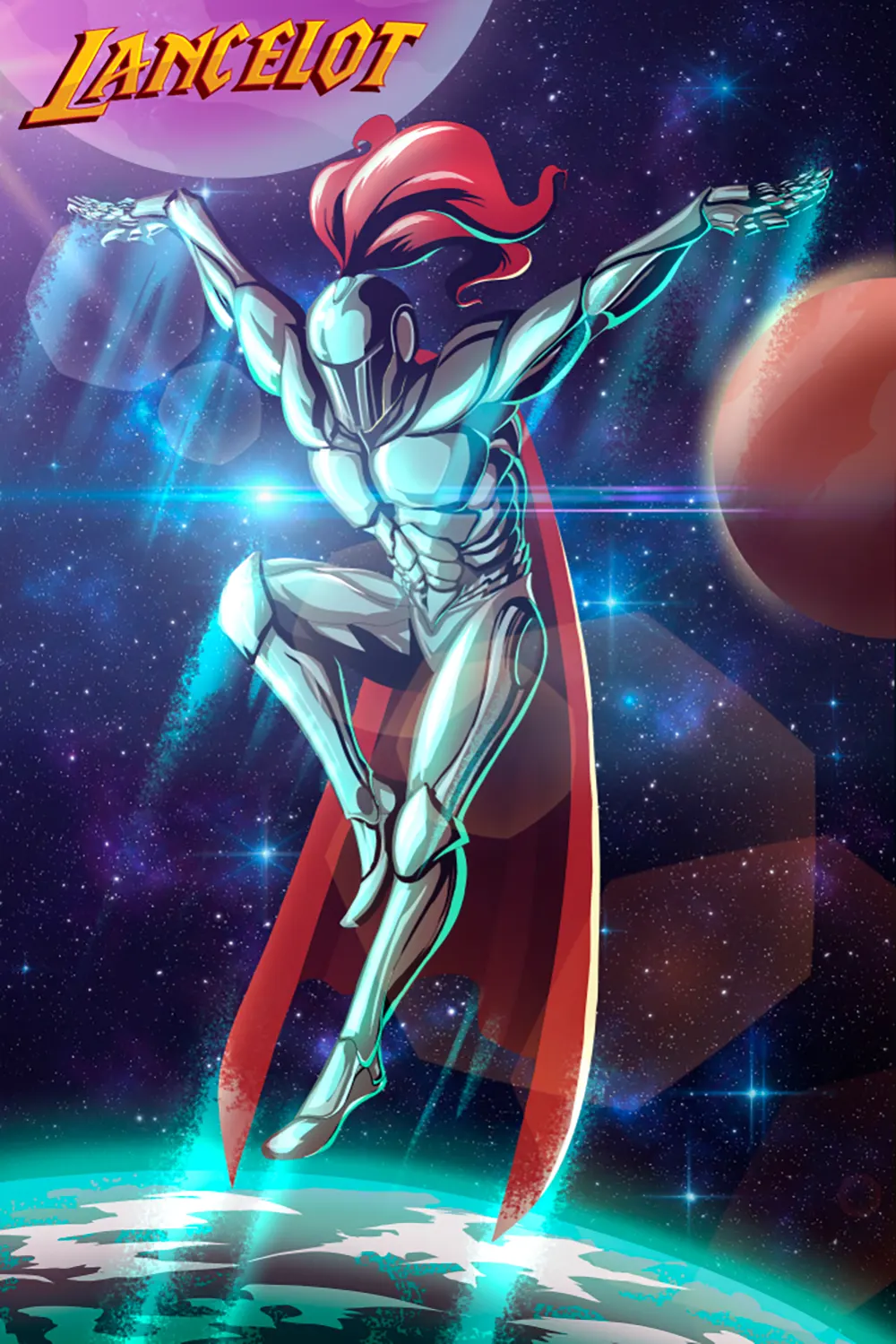 Pendon con ilustración a color y acabados de Lancelot.